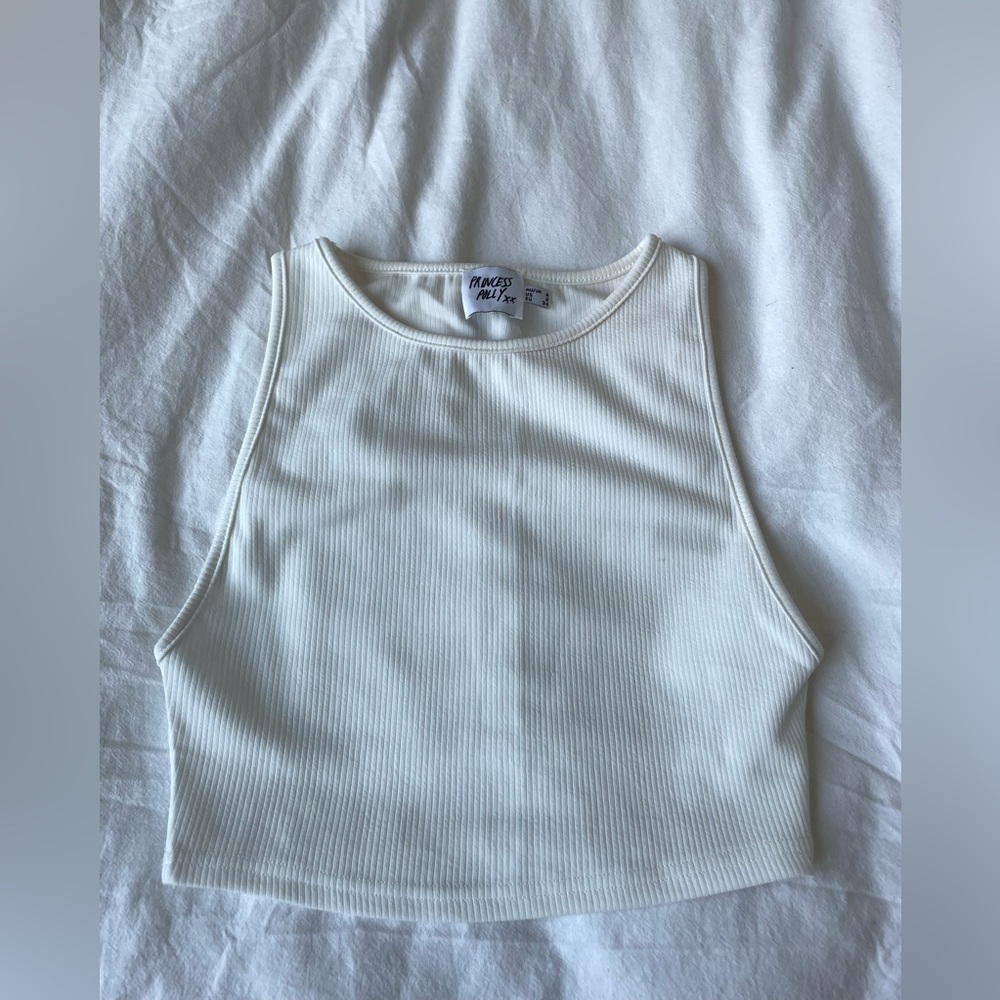 Cream Ribbed Princess Polly Crop Top